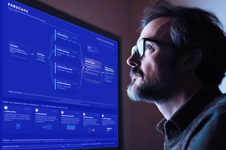 User looking at FARSCAPE process diagram on a screen